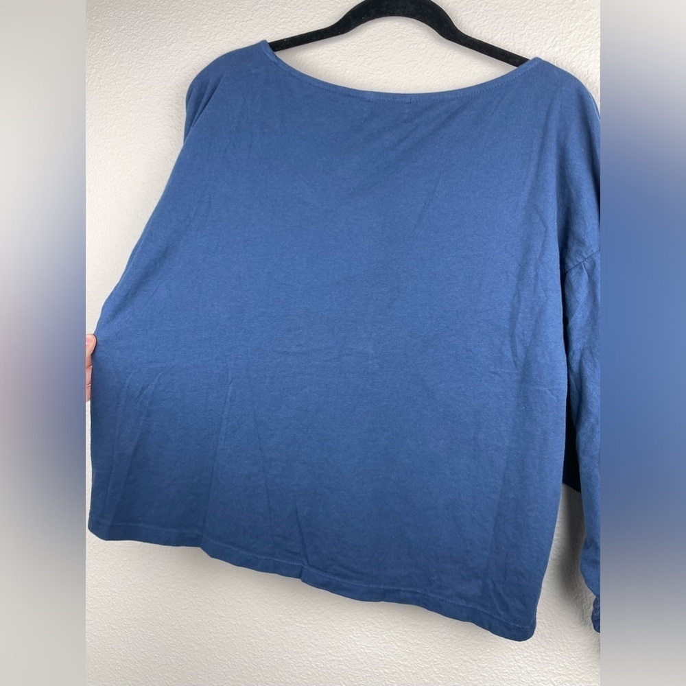 Anthropologie T.LA Women's Small Navy Balloon Sleeve Top Cotton Shirt Casual Blu - Picture 14 of 14